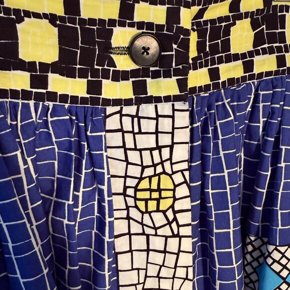 MII Collection Aux Cyclades Mosaic Patterned Cotton Midi Skirt Size XS - Picture 6 of 8